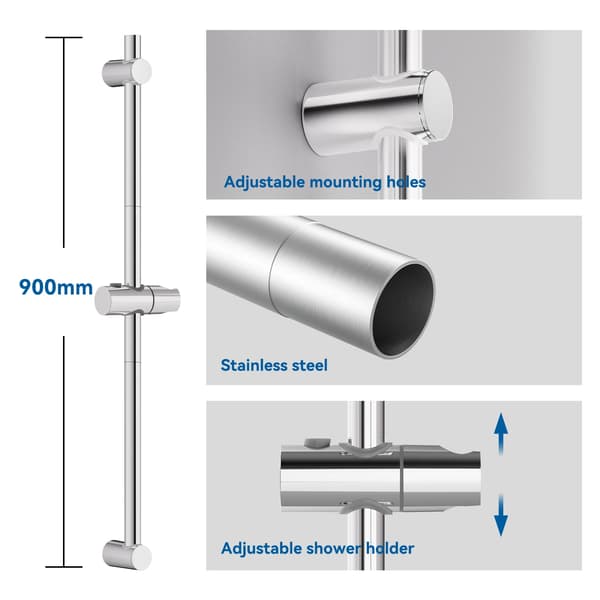 Duschstång, Höjdjusterbar, 360° Rotation,90cm, Krom
