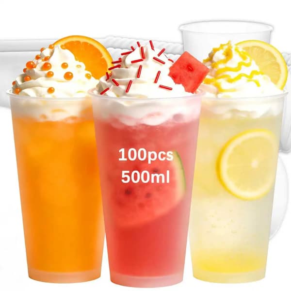 Plastikkopper, 500 ml kapacitet, robuste og genanvendelige,100PCS