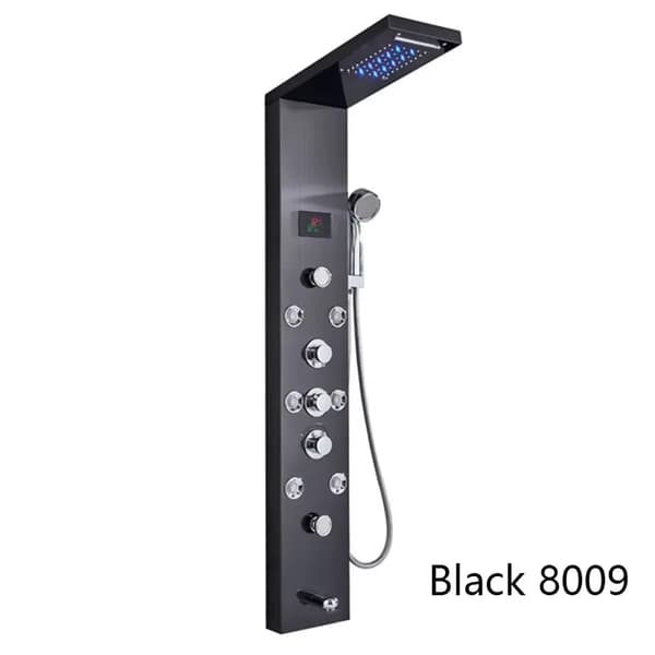 Bruserpanel, Integreret LED-lys, Kropsmassagejet,Sort 8009