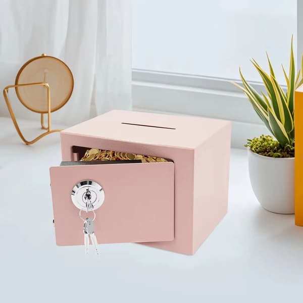 Säkerhetsbox, Hållbar Stålstruktur, Mekaniskt Nyckellås,Rosa