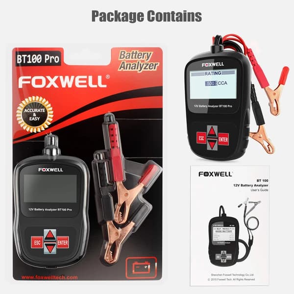 Bilbatteritesteren, Batterihelseanalysator, Flersproget Support,BT100