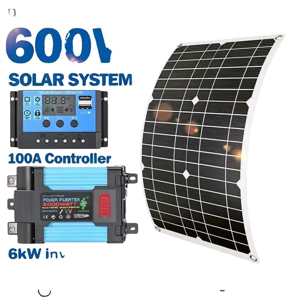 Inverter Solpanel, 600W Strømudgang, Bærbart Design,Blå 220V Kits