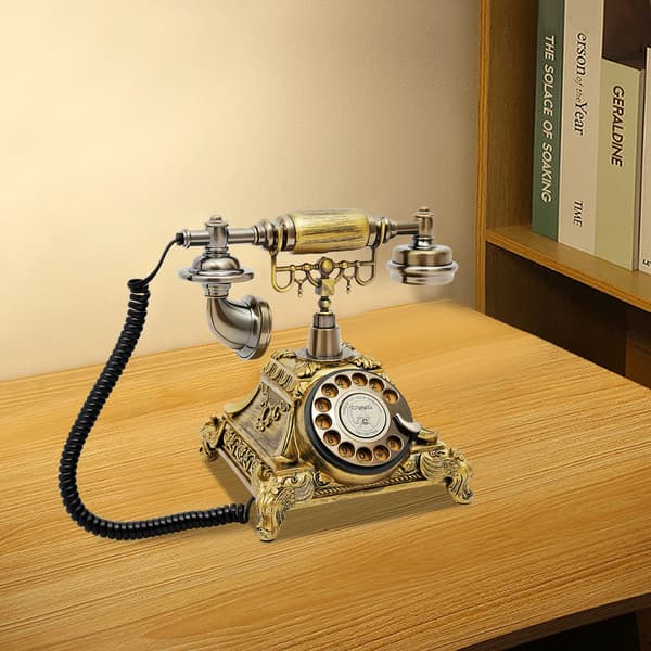 Vintage Telefon, Retro Design, Hållbart Material,Guld