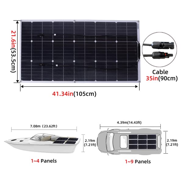 Solpanel, Monokristallin, Lätt och Flexibel,PET100W 2PCS