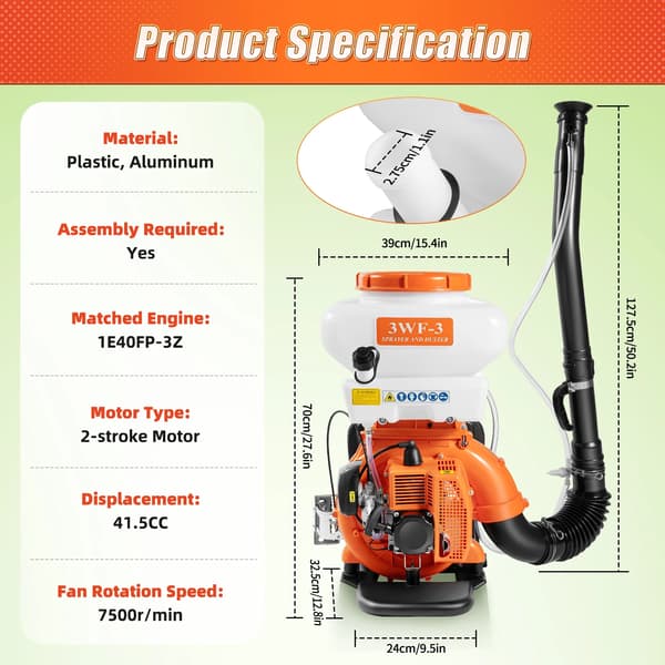 Ryggspruta, 14L tank, 2-taktsmotor,MULTI