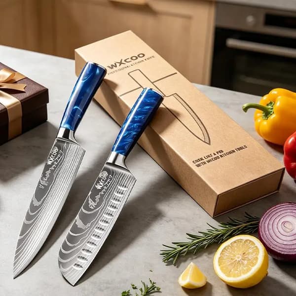 Knivset, Professionell Kvalitet, Ergonomisk Design,Blå harts