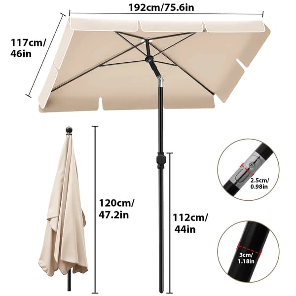Solparasol, UV-beskyttelse, Justerbar hældning,Rektangulær B(pe)