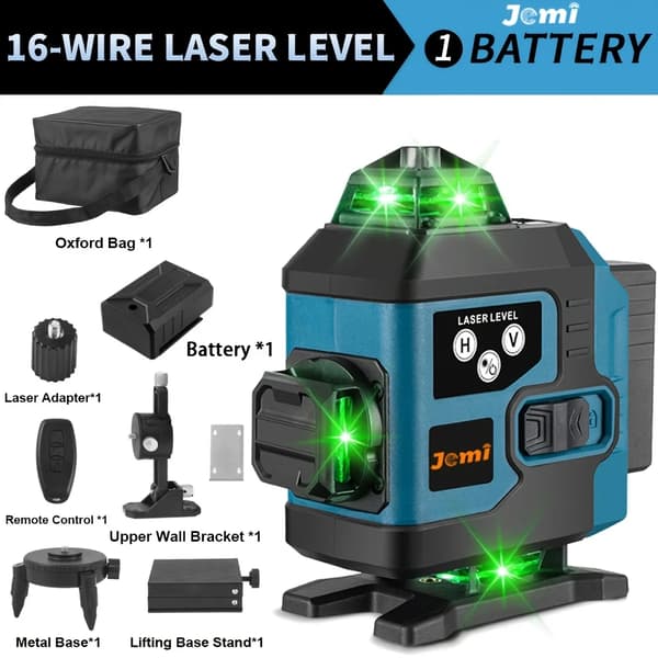 Laserverktyg, 360° layout, användarvänlig display, 1x batteri