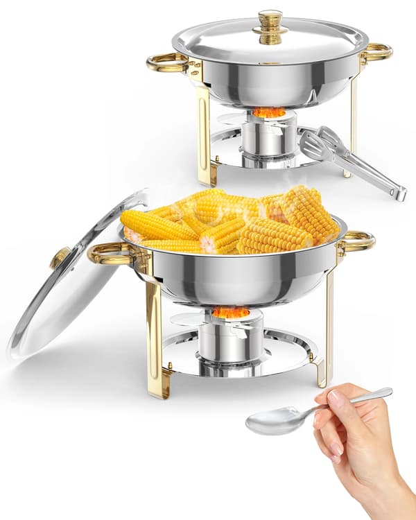 Chafing Dish, Rustfrit Stål, Buffet Sæt med Låg og Tilbehør,Sæt af 2