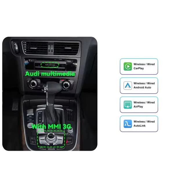 Trådløs CarPlay, Android Auto Support, Nem Installation,Med MMI 3G