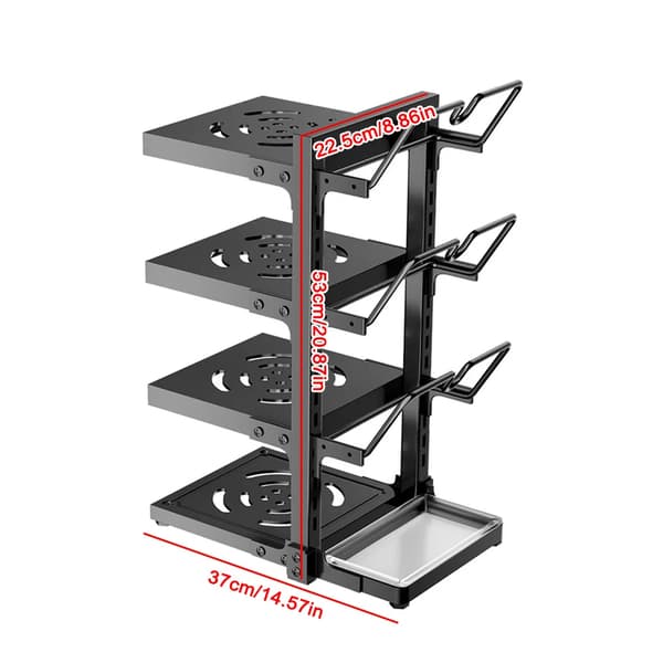 Pot Organizer, Justerbar Størrelse, Kraftig Konstruktion,Sort A, L-a