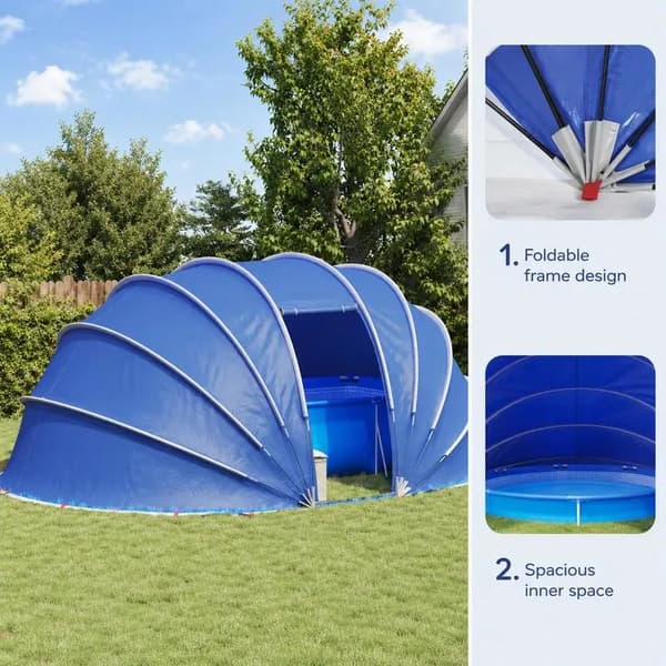 Pooldække, Anti-UV Materiale, Værktøjsfri Samling,Blå