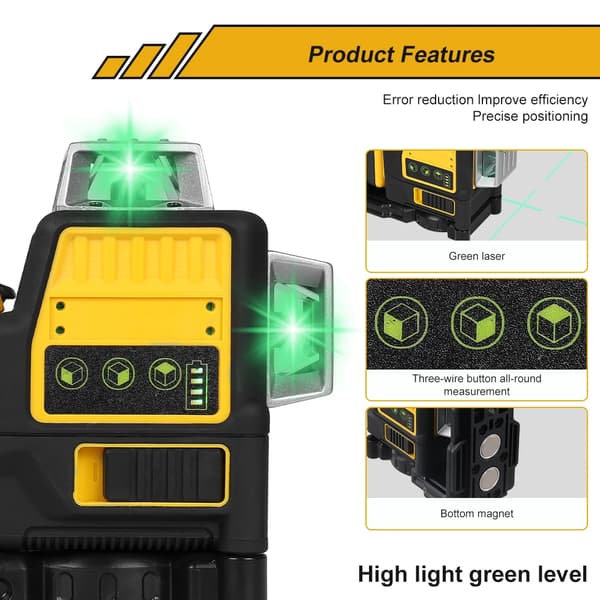 Laser Niveau, 360-Grad Projektion, Forbedret Synlighed,sort