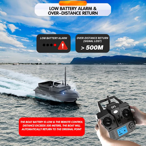 Bait Boat, GPS Navigation, 500m Rækkevidde,12000mah