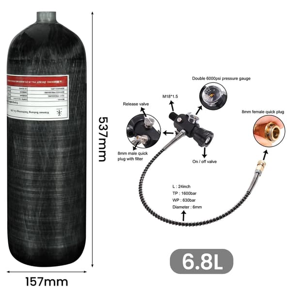 Cylinder, Højtrykskapacitet, Letvægtskonstruktion,6.8L med A ventil