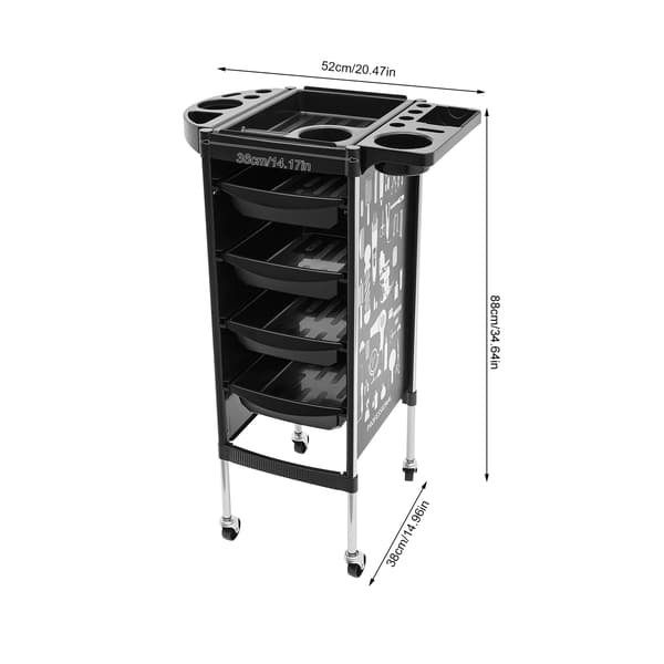 Salonvogn, 5-lags design, holdbar konstruktion,Sort