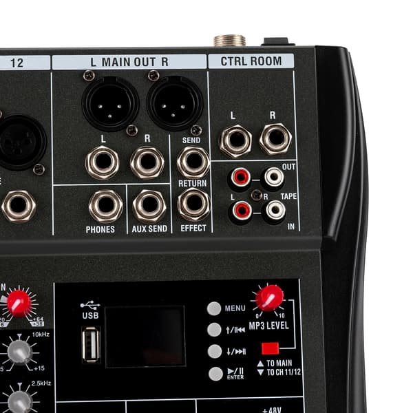 Lydmixer, 12-kanals, Bluetooth-forbindelse,sort