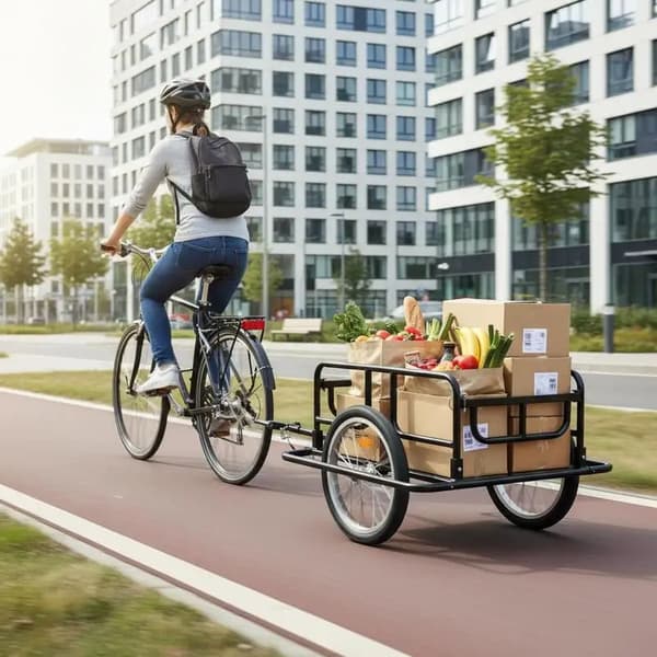 Cykeltrailer, Stål Konstruktion, Sammenklappeligt Design,sort