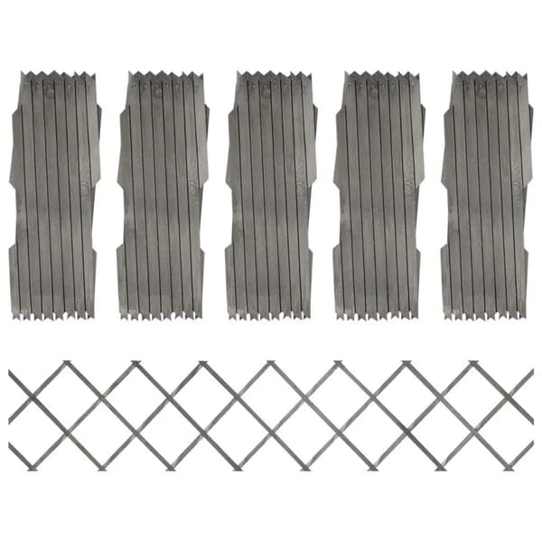 Utbyggbar Trädgårdsstängselpanel, Solid Furu, Galler Trellis Design,Gris