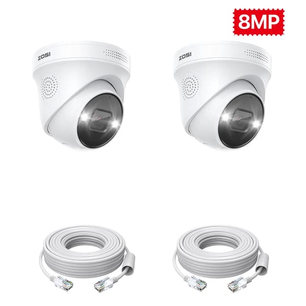Sikkerhedskamera, 8MP opløsning, nattevisionsfunktion,8MP Dome 2PACK