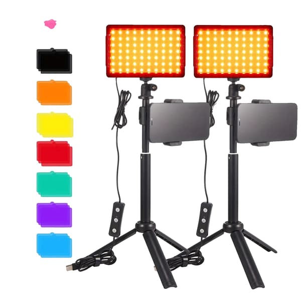 Videolampa, Justerbar RGB, Stativ ingår,2 Set