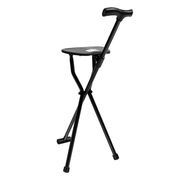 Foldestok med sæde, letvægtsdesign, ergonomisk komfort,Sort