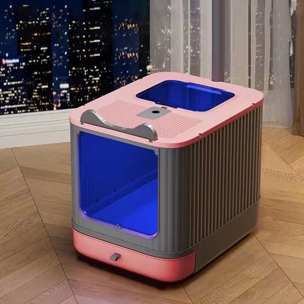 Kattlåda, UV-desinfektion, Mångsidig design, Rosa