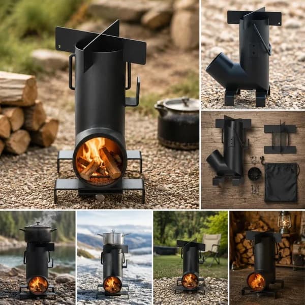 Campingkomfur, Effektiv Luftstrøm, Bærbart Design,sort