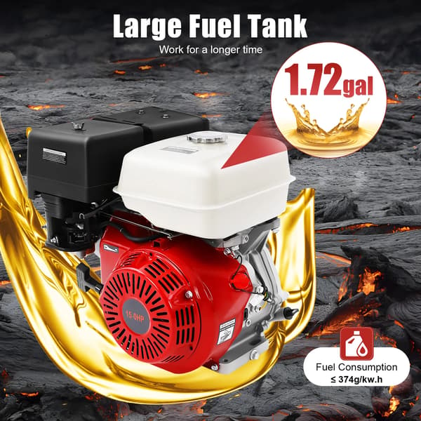 Benzinmotor, 15HK Effekt, 9700W Ydelse,Rød