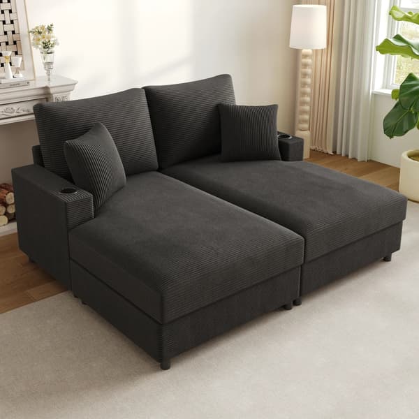 Sofa Seng, Polstret Lænefunktion, USB Port,grå
