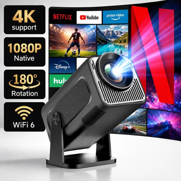 Projektor, 4K Dekodning, 180° Rotérbar,Projektor2