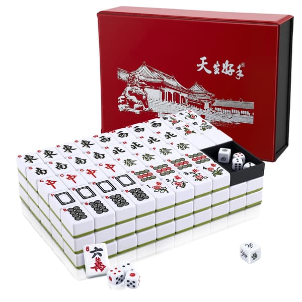 Mahjong Sæt, Højkvalitets Fliser, Fuldstændigt Spil Inkluderer Terninger,A