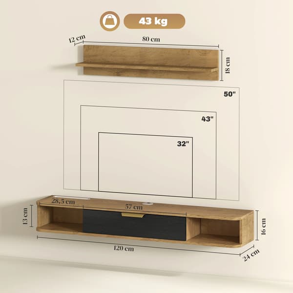 TV-bord, Moderne Stil, Alsidig Opbevaring,Eg