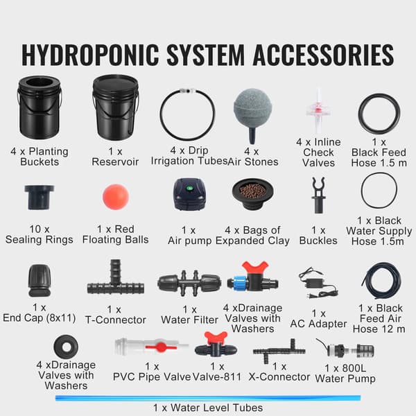 Hydroponiskt växtsystem, toppdroppbevattning, djupvattenkultur,4 plus 1