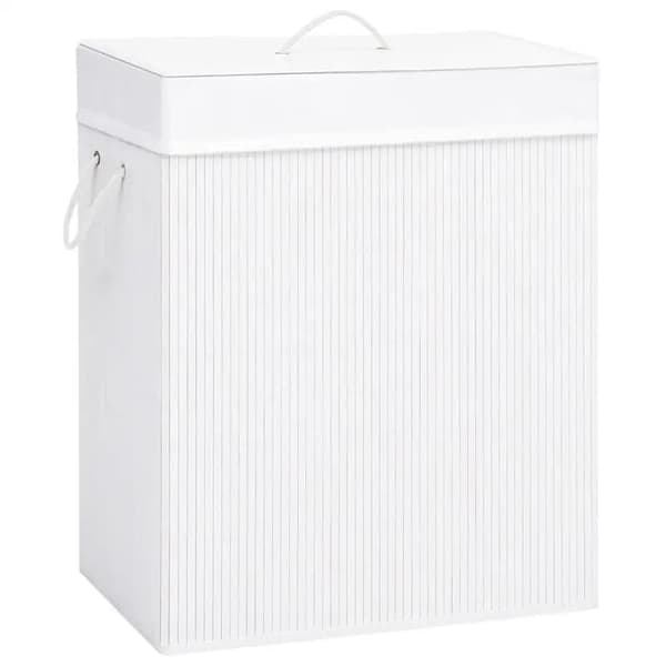 Bambu Tvättkorg, Minimalistisk Design, 83 L Kapacitet,VIT
