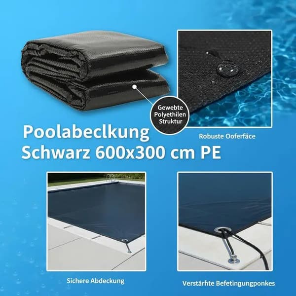 Simbassängöverdrag, Hållbart Material, Energi Effektiv,Svart