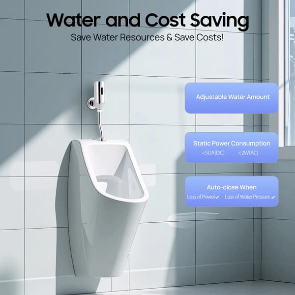 Automatisk Urinal Spuleventil, Rustfrit Stål Konstruktion, Tyngdekraft Spulemekanisme