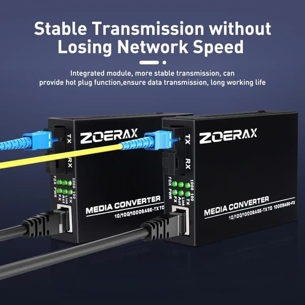 Fiber Media Converter, Gigabit Adaptiv Ydelse, Visualiseret LED Indikator,EU-adapter
