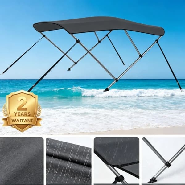 Bimini Top, Holdbart Stof, Justerbar Ramme,sort