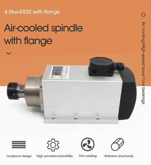 Spindelmotor, 4,5 kW effekt, høj præcisionsydelse,Bare spindel