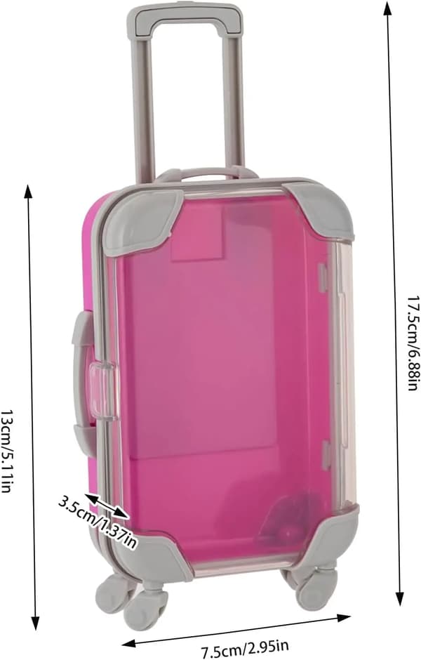 Mini Rejsetrolley Kufferter, 12 Stykker, Rektangulær Form, 4 Hjul Hver, ABS Materiale, Multifarvet Sæt