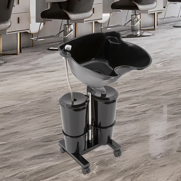 Shampoo Basin, Bærbar Design, Justerbar Højde,sort