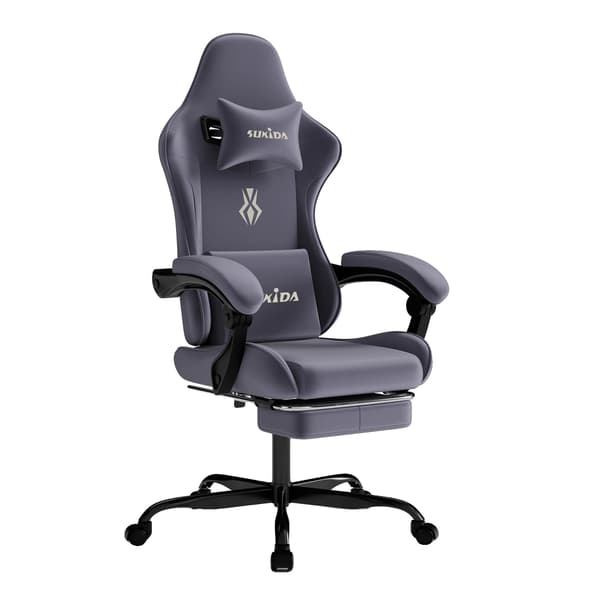 Gaming Stol, Ergonomisk Design, Justerbar Højde,GRÅ