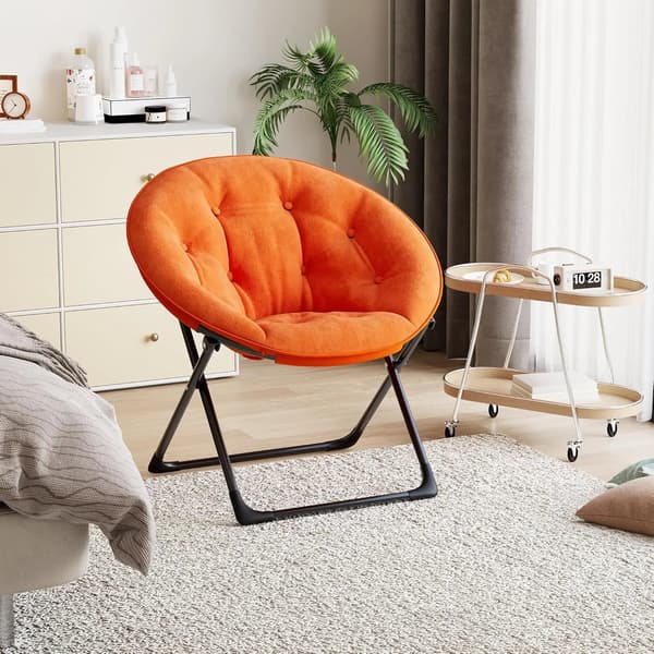 Månstol, Fällbar Design, Mjuk Polstrad Sits,Orange