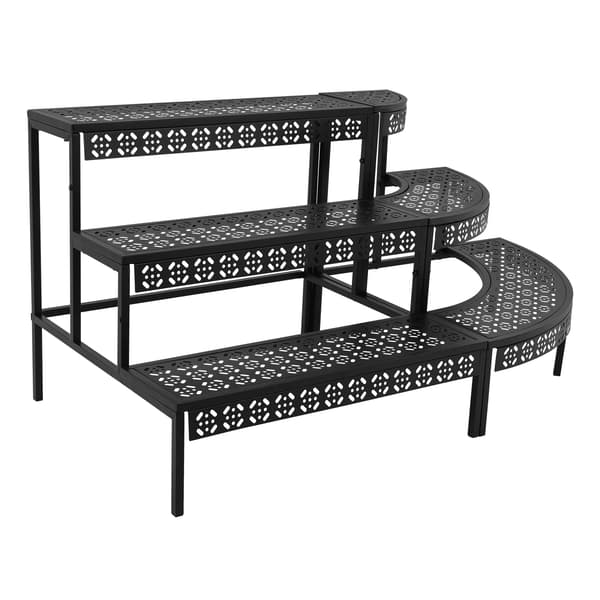 Plantebord, 3-lags design, robust metal konstruktion,sort