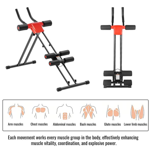 Abdominal Trainer, Ergonomisk Design, Justerbar Modstand,sort