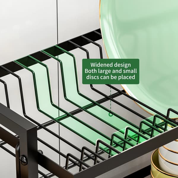 Vaskestativ, 2-lags design, automatisk drænsystem,sort