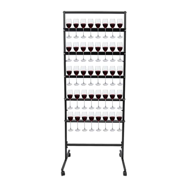 Champagneglas Display Stativ, 5-Lags Design, Pladsbesparende Løsning,sort