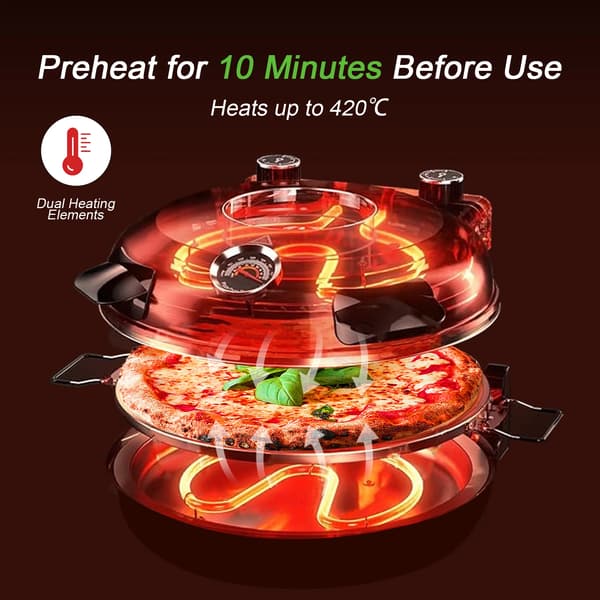 Pizzamager, Stenplade, Dobbelt Temperaturindstillinger,EU, LMR-RED
