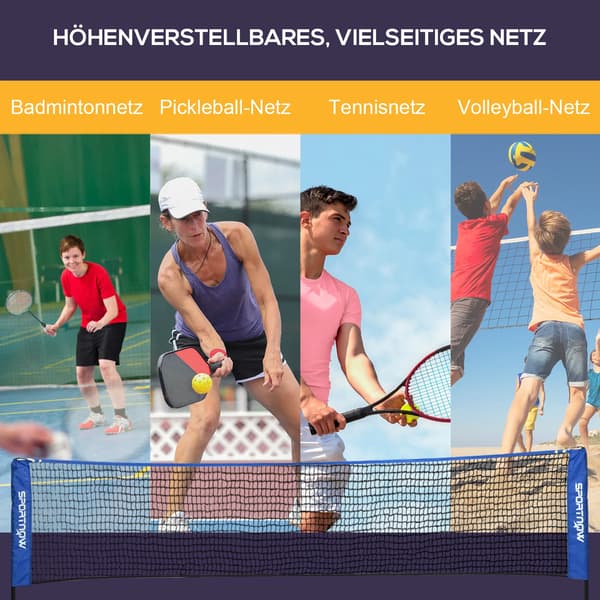 Badminton Net, Justerbar Højde, Bærbart Design,Blå